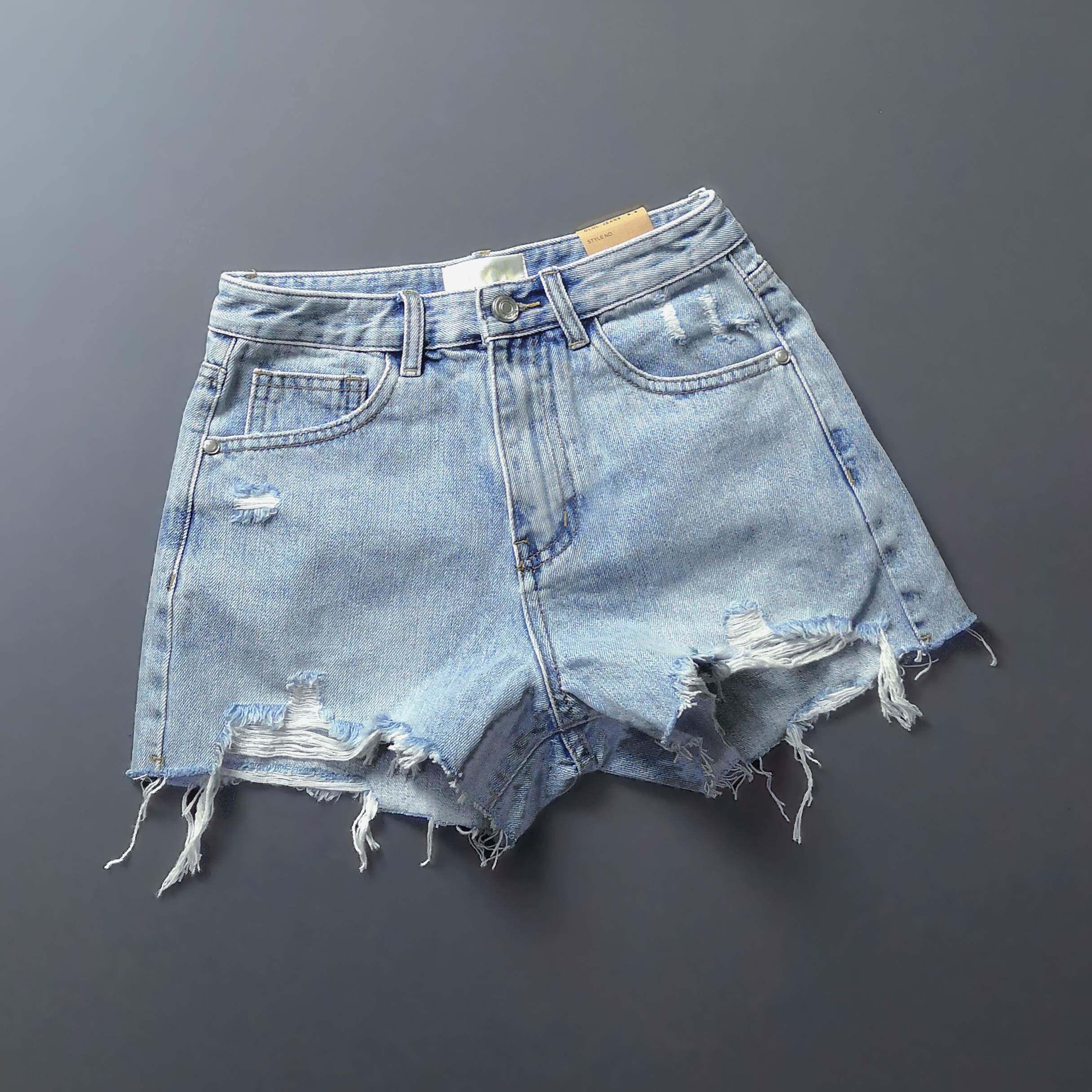 浅蓝色牛仔短裤2025年夏季新款女高腰显瘦宽松韩版阔腿热裤潮薄款