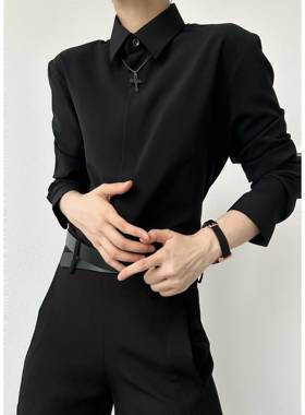 ASAE 高级感黑色白色衬衫男女中性风雅痞优雅休闲新款衬衣打底衫