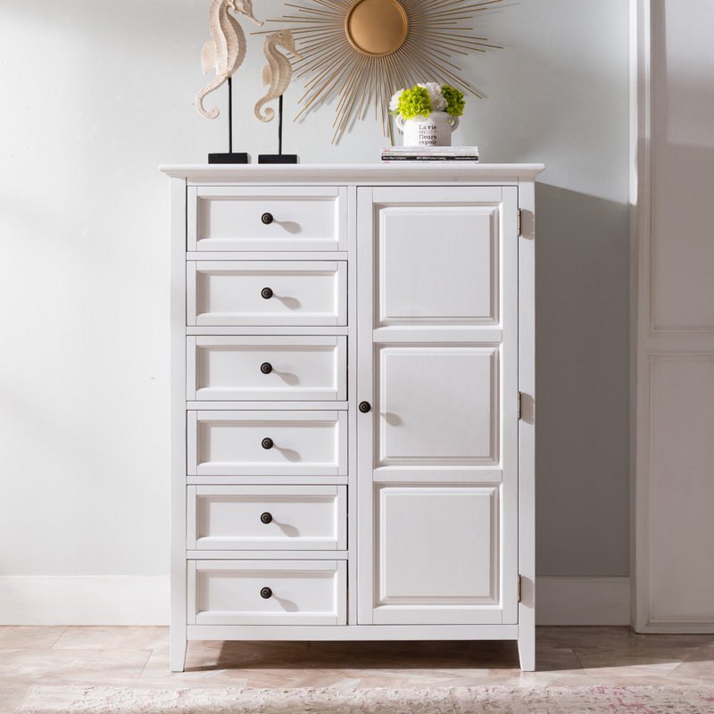 简约美式白蜡木全实木六斗小衣柜原木实用储物抽屉柜卧室收纳