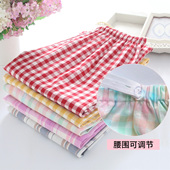 宽松日系腰围可调碎花春夏防蚊空调家居长裤 纯棉孕妇睡裤 格子薄款