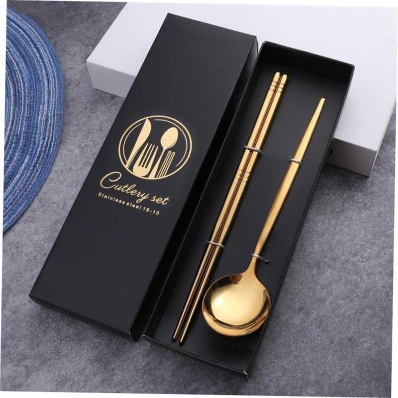 stainless steel knife and fork spoon fourpcs set golden stea