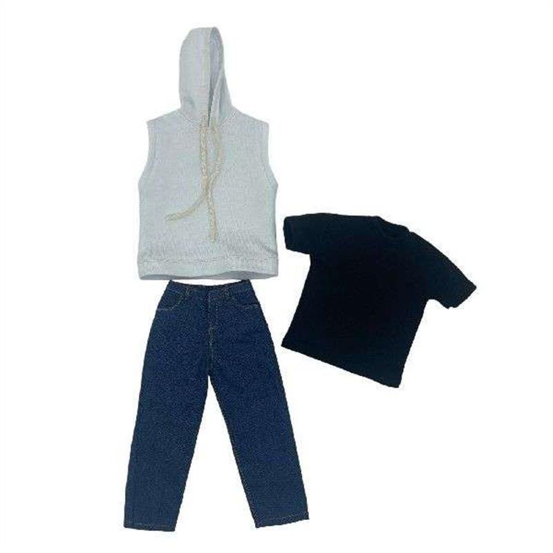 3 Pieces 1/6 Sleeveless Hoodie Pants Set Fashion Miniature