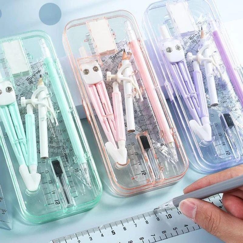9pcs Combination Ruler Sets Triangle Protractor Student Rule