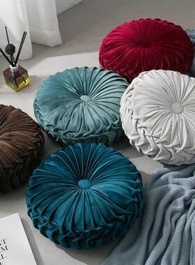Velvet Pleated Round Floor Cushion Pillow Decorative Sofa