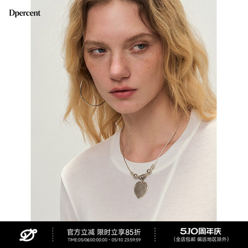 Dpercent丨古银做旧爱心项链