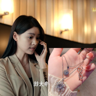 女神蒙上眼林小云张艺上同款项链18k金单粒钻石项链k金镶钻锁骨链