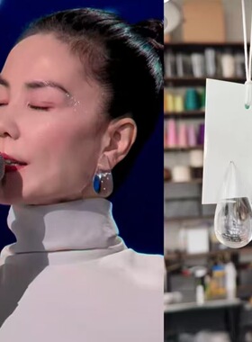 春晚白鹿王菲同款水滴型耳钉小众简约感耳环不规则透明百搭耳饰