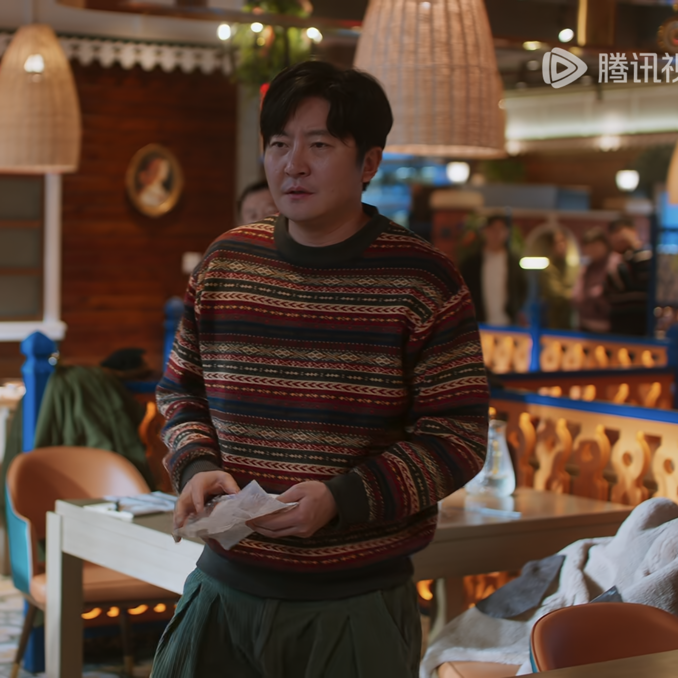 老舅崔国明郭京飞同款英伦复古圆领毛衣费尔岛花纹羊毛混纺针织衫