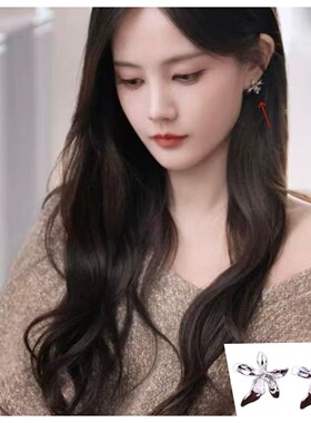 美人余余梦李一桐同款银针法式锆石鸢尾花耳钉耳环甜美花朵耳饰女