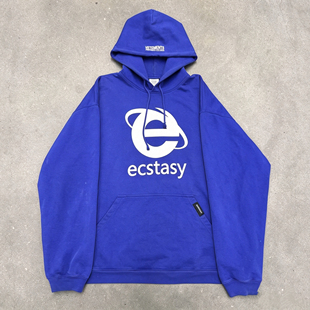 自主 VTM SS20  Ecstasy Hoodie E字母大廓形蓝色连帽卫衣