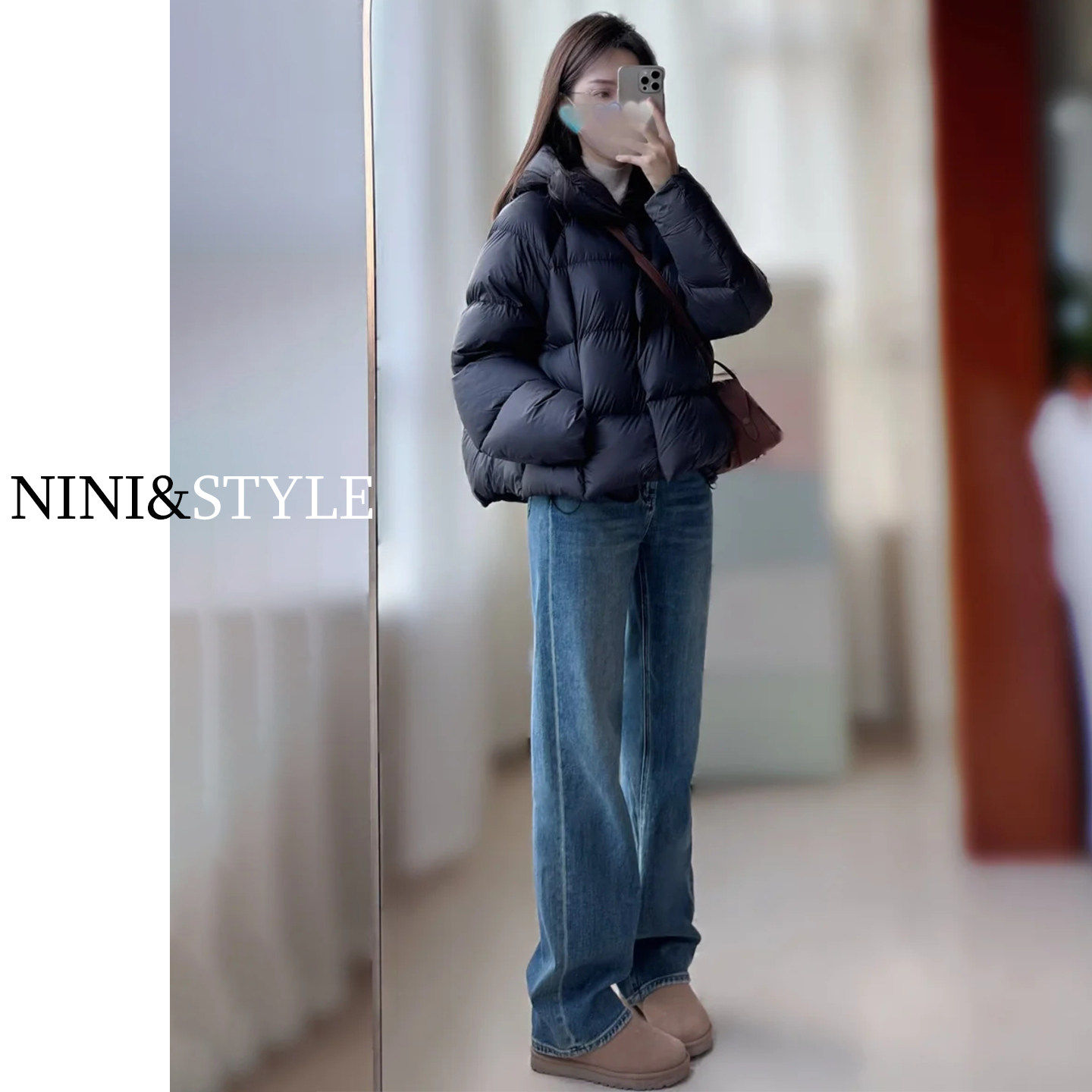 复古窄版加绒阔腿牛仔裤女春季2026新款高腰显瘦小个子宽松直筒裤