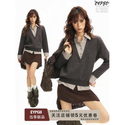 美式复古咖色正肩polo领