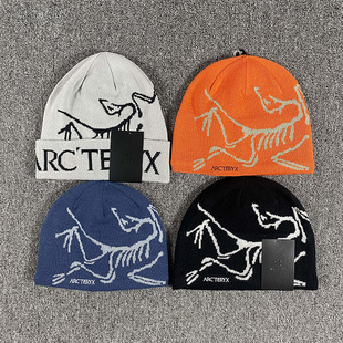 现货正品 情侣冷帽 Arcteryx始祖鸟字母LOGO刺绣毛线针织帽男女同款