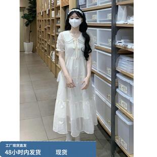 15初中学生小清新娃娃领白色连衣裙长裙夏季12岁大童1少女孩裙子