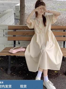 女大童中长款连衣裙1少女孩春夏装14初中学生12-15岁娃娃领裙子