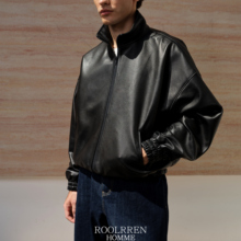 ROOLRREN 新西兰植鞣绵羊皮无涂层无蜡立领真皮皮衣夹克外套