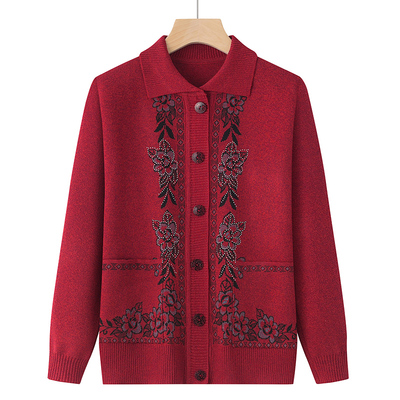 丝光毛常规翻领开衫宽松