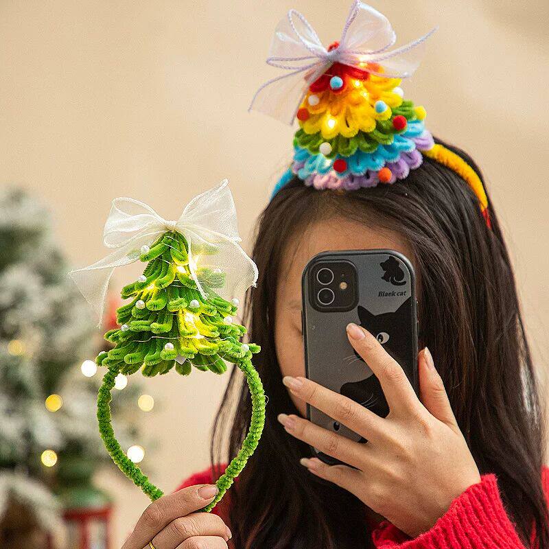 新款圣诞树扭扭棒diy材料包头饰发箍圣诞节装饰送女朋友闺蜜礼物