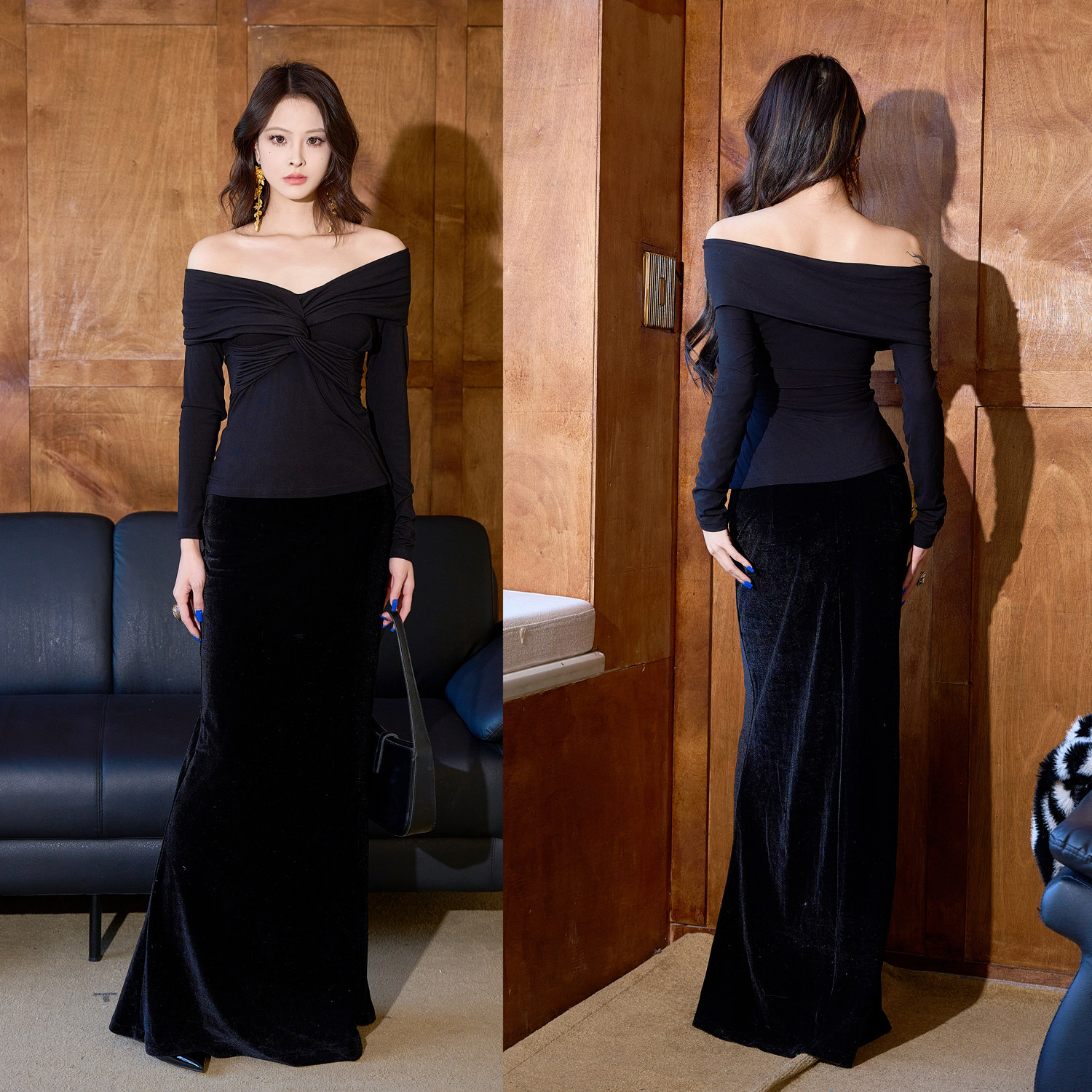 2025秋新款优雅时尚丝绒高腰显瘦鱼尾半身裙秋冬丝绒半身裙拖地,女装/女士精品,半身裙,淘宝优惠券,粉丝福利购,淘宝优惠卷