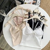 纯欲性感德绒吊带保暖背心女带胸垫打底衫 秋冬内搭修身 显瘦上衣潮