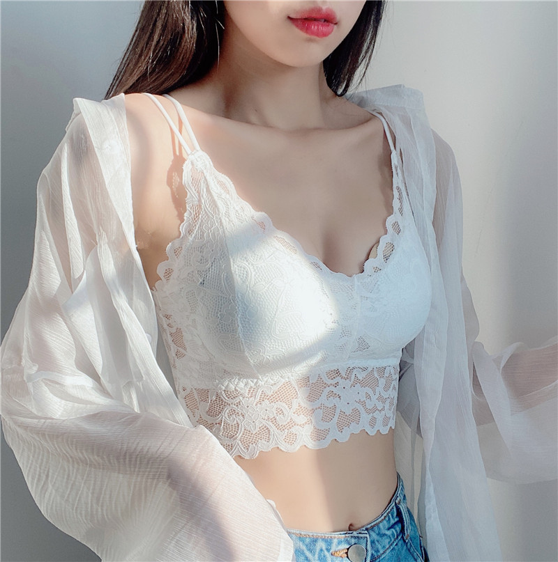 蕾丝吊带背心女美背夏防走光文胸