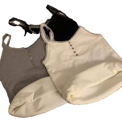 设计感蕾丝吊带背心女秋冬季加绒