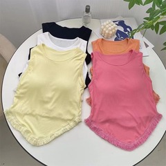 带胸垫吊带背心女装秋冬季人棉保暖内搭打底衫设计感小众美背上衣