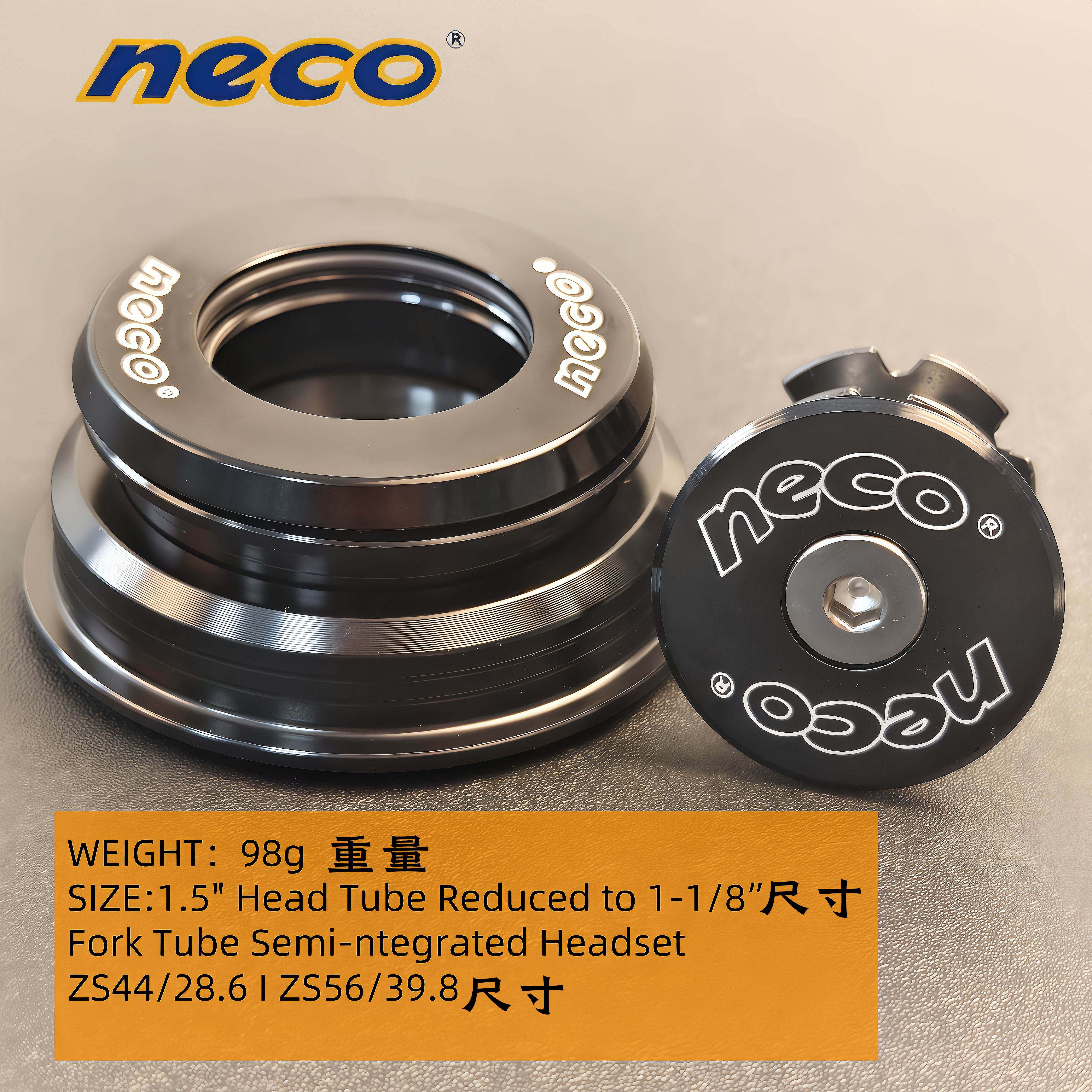 NECO 44 55 56mm山地车速降轴承碗组高强度椎管转直管前叉培林碗