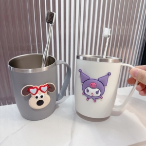 儿童牙刷杯304不锈钢漱口杯洗漱杯情侣刷牙杯子一家三口四口牙缸