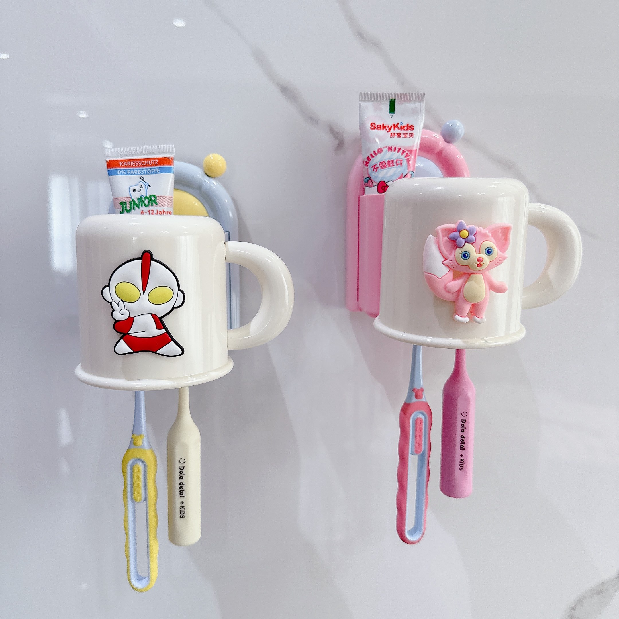 2026新款儿童刷牙杯牙刷置物架免打孔壁挂式男孩女孩漱口杯子牙缸