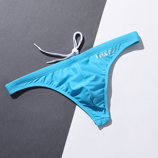 时尚比基尼三角丁字裤 男士低腰性感日晒美黑泳裤 沙滩度假游泳裤