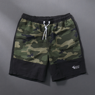 宽松通勤居家运动五分裤 速干可下水游泳沙滩裤 男 男士 迷彩印花短裤