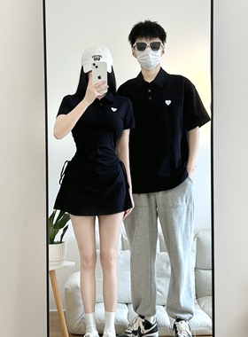 情侣装夏装短袖T恤衫polo裙套装你衣我裙夏季小众设计感一裙一衣