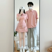 夏装 短袖 t恤polo衫 情侣装 一裙一衣高级感小众夏季 你衣我裙学院风