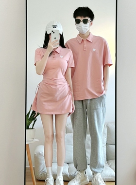 情侣装夏装短袖t恤polo衫一裙一衣高级感小众夏季你衣我裙学院风