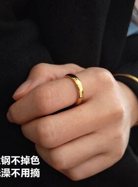 钛钢戒指 欧美热款宽版光面4mm素圈戒指男女对戒钛钢不掉色时尚