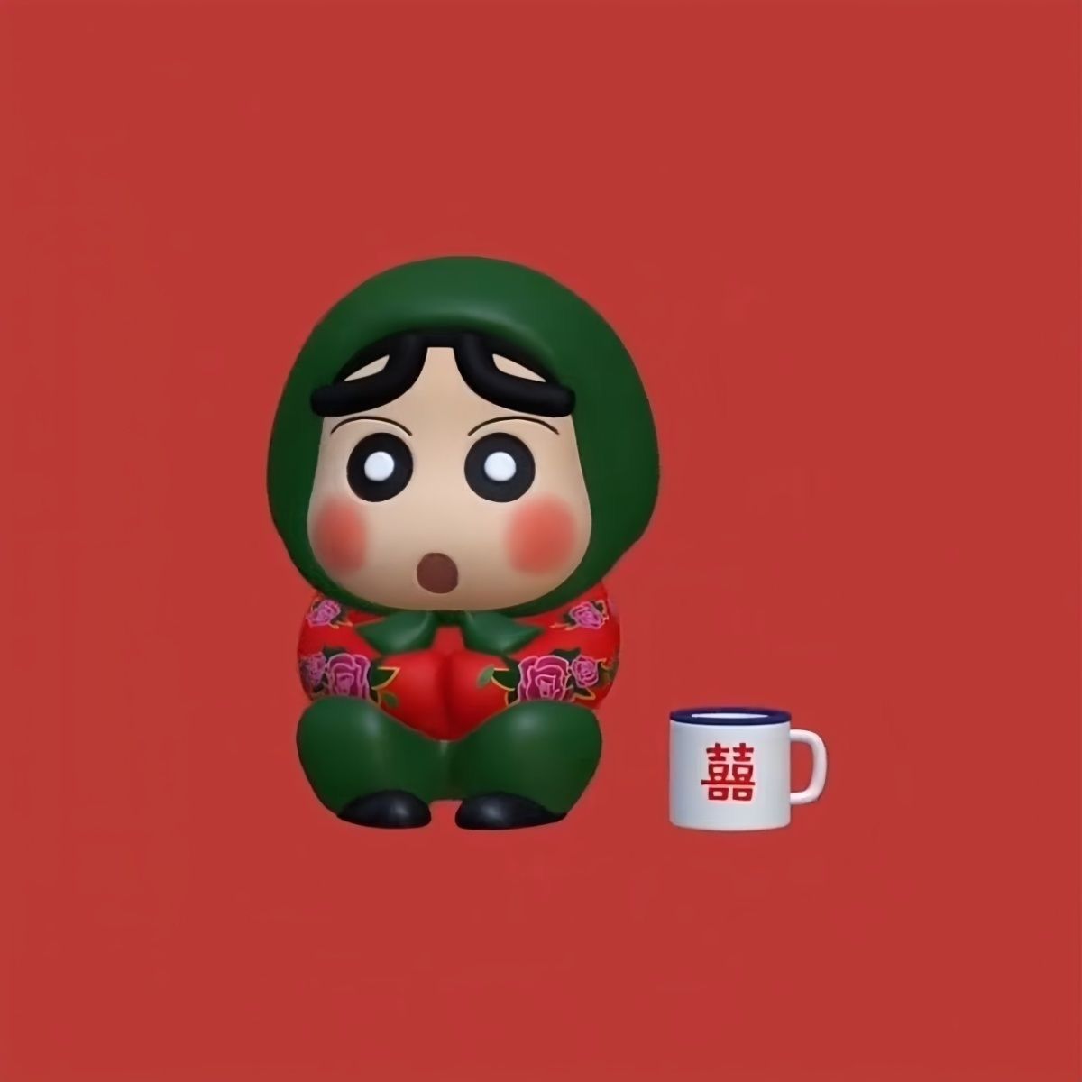 蜡笔小新村花cos东北花袄涂装可爱车载摆件礼物桌面手办装饰