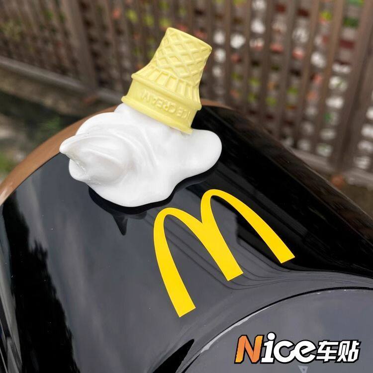 掉落冰淇淋电动车摆件甜筒雪糕摩托车汽车装饰创意装饰品挂件抖音