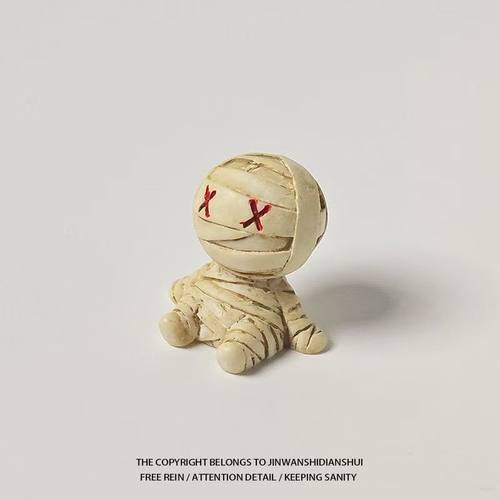 “无聊了和木乃伊一起摆烂!”万圣节复活鬼节恐怖树脂桌面小摆件