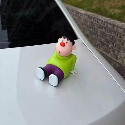 坐姿胖虎大雄汽车后备箱车屁股车尾油箱个性卡通公仔车载玩偶挂件