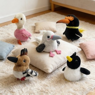 会扇翅膀唱歌玩偶挂件 仿真叫声小鸟毛绒挂饰趣味发声随身小玩具