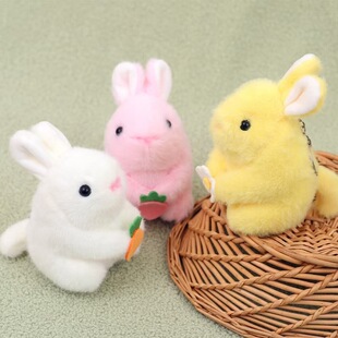 乐吉儿拉绳摇尾巴兔子毛绒挂件包包钥匙扣水豚玩偶毛绒娃娃