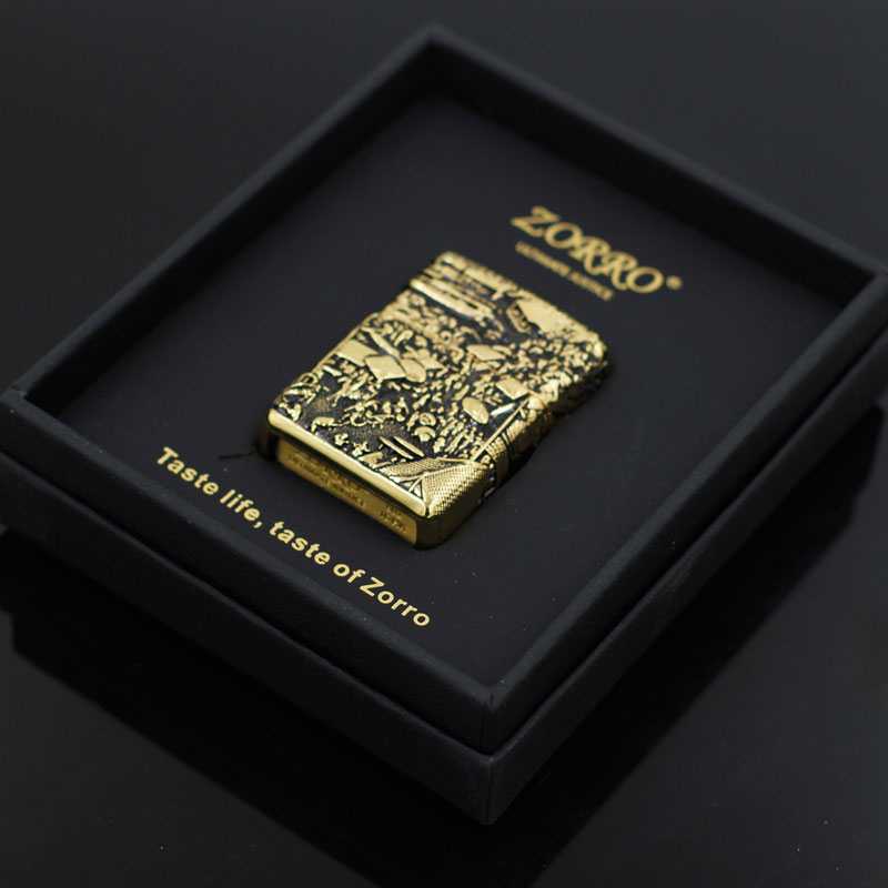 佐羅Z91287E金間黑重盔甲清明上河圖打火機 防風純銅 精雕限量版