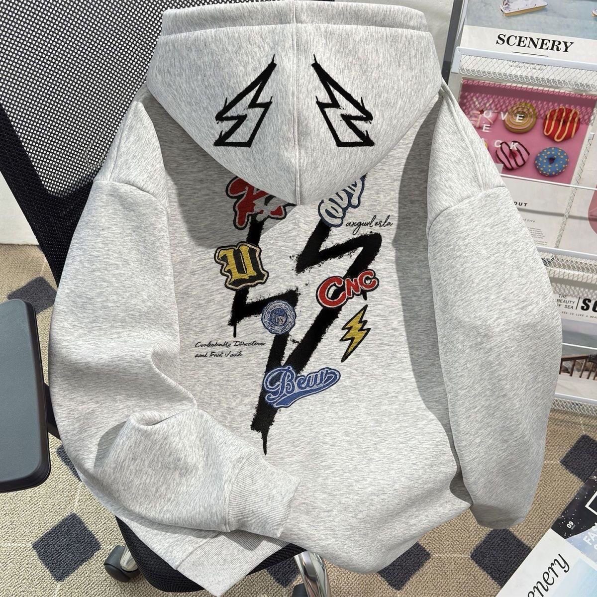 加绒加厚休闲套头连帽卫衣男女童