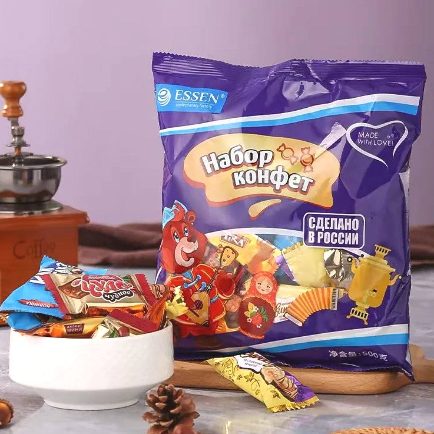 俄罗斯原装进口混合巧克力糖混合威化年货什锦糖500克包邮