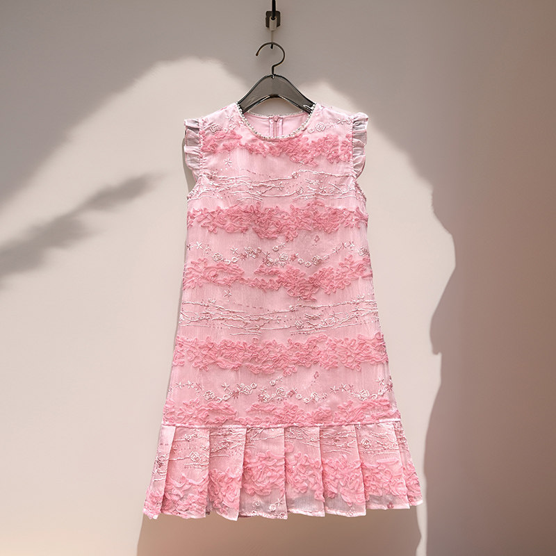 减龄果冻粉~新款女装宽松休闲时尚压褶a字裙甜美天丝盘花背心裙夏,女装/女士精品,连衣裙,淘宝优惠券,粉丝福利购,淘宝优惠卷