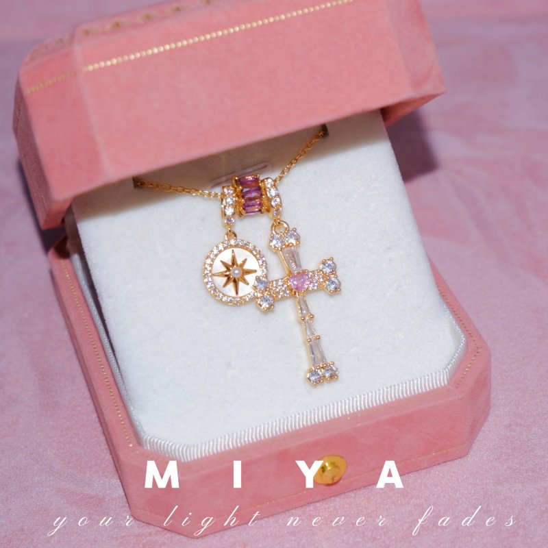 柏林少女~贝母紫色十字架欧美ins风少女感项链