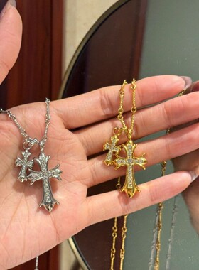 vintage锆石十字架超高朋克风高闪度高保色闺蜜礼物