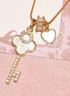 梦幻精灵~ 爱心钥匙美式辣妹百搭项链