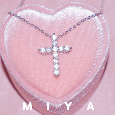 暮光之城~欧美风十字架月光白高保色不锈钢项链